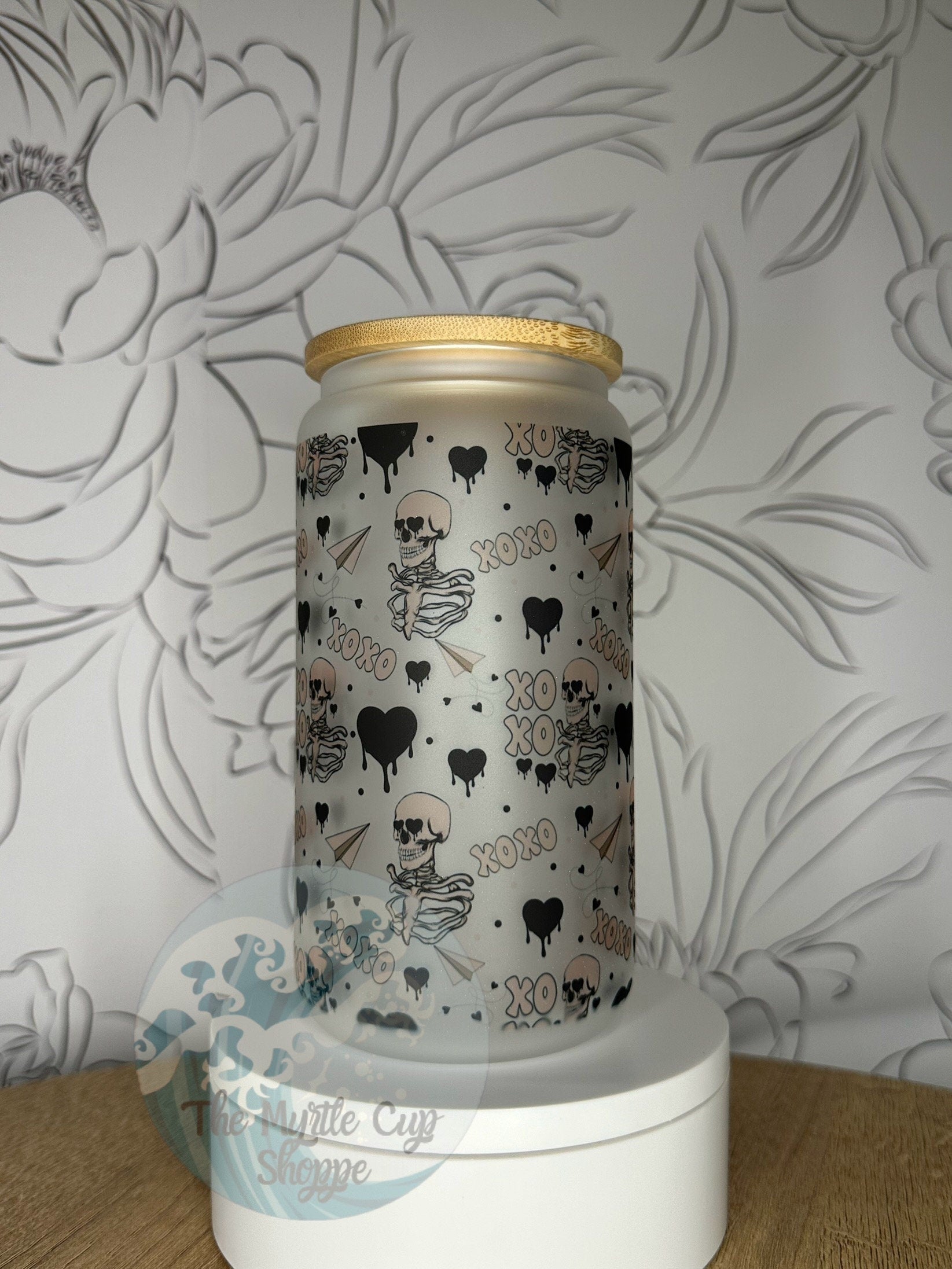 XOXO 16 oz Glass Mason Cup Tumbler | Insulated Travel Cup by Coastal Designs SC