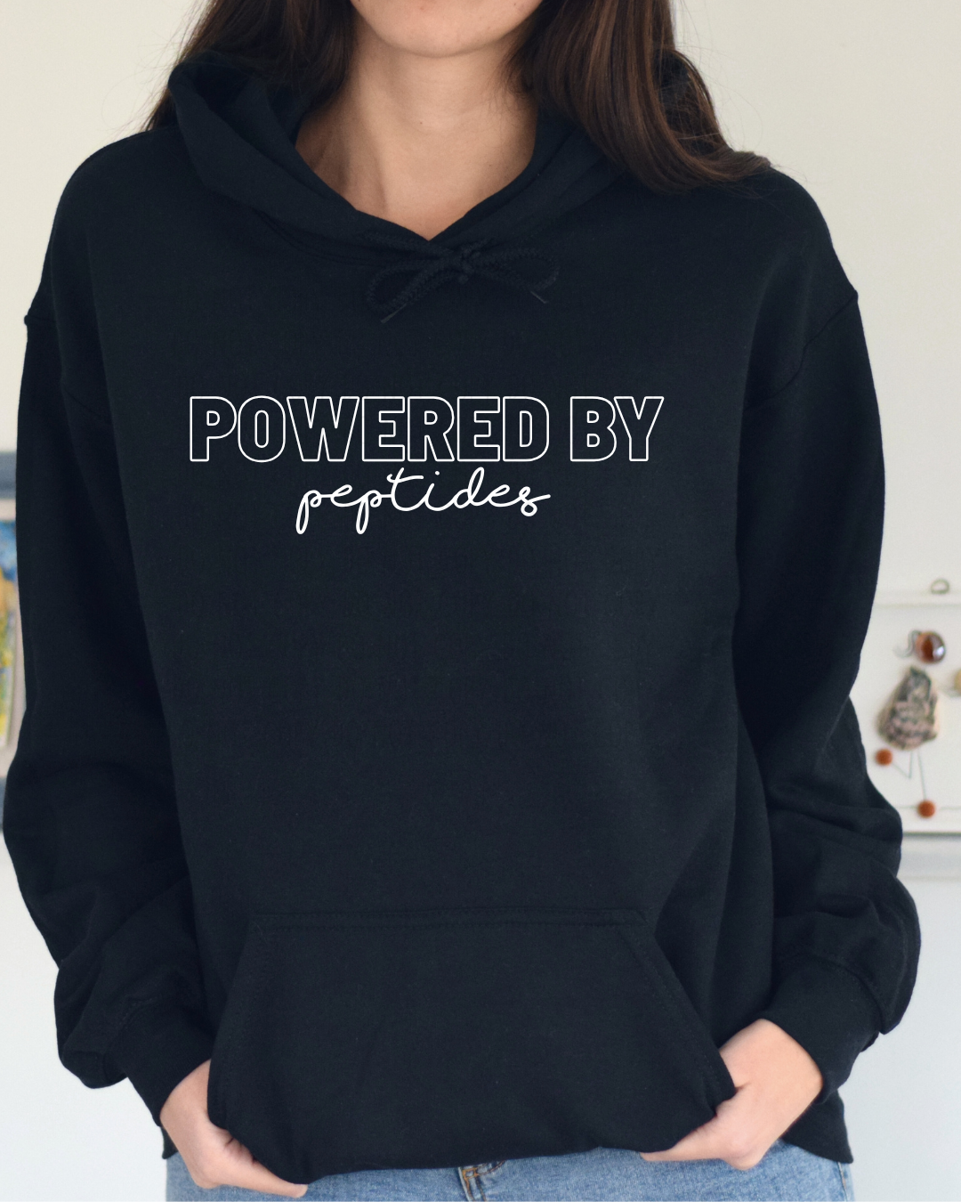 Unisex Powered by Peptides Hoodie | Handmade Gift | Coastal Designs SC