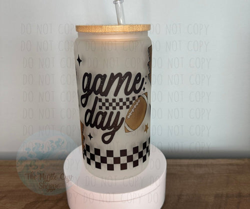 16 oz Glass Mason Cup "Game Day Glass Cup | Iced Coffee Cup by Coastal Designs SC