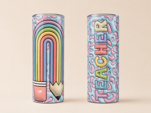 3D Teacher Tumbler (20oz Skinny Tumbler) Tumbler | Insulated Travel by Coastal Designs SC