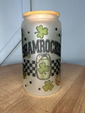 16 oz Glass Mason Cup Shamrocked Glass Cup | Iced Coffee Cup by Coastal Designs SC