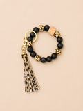 Silicone Beaded Wristlet Keychain with Tassel | Handmade Wristlet Key Ring