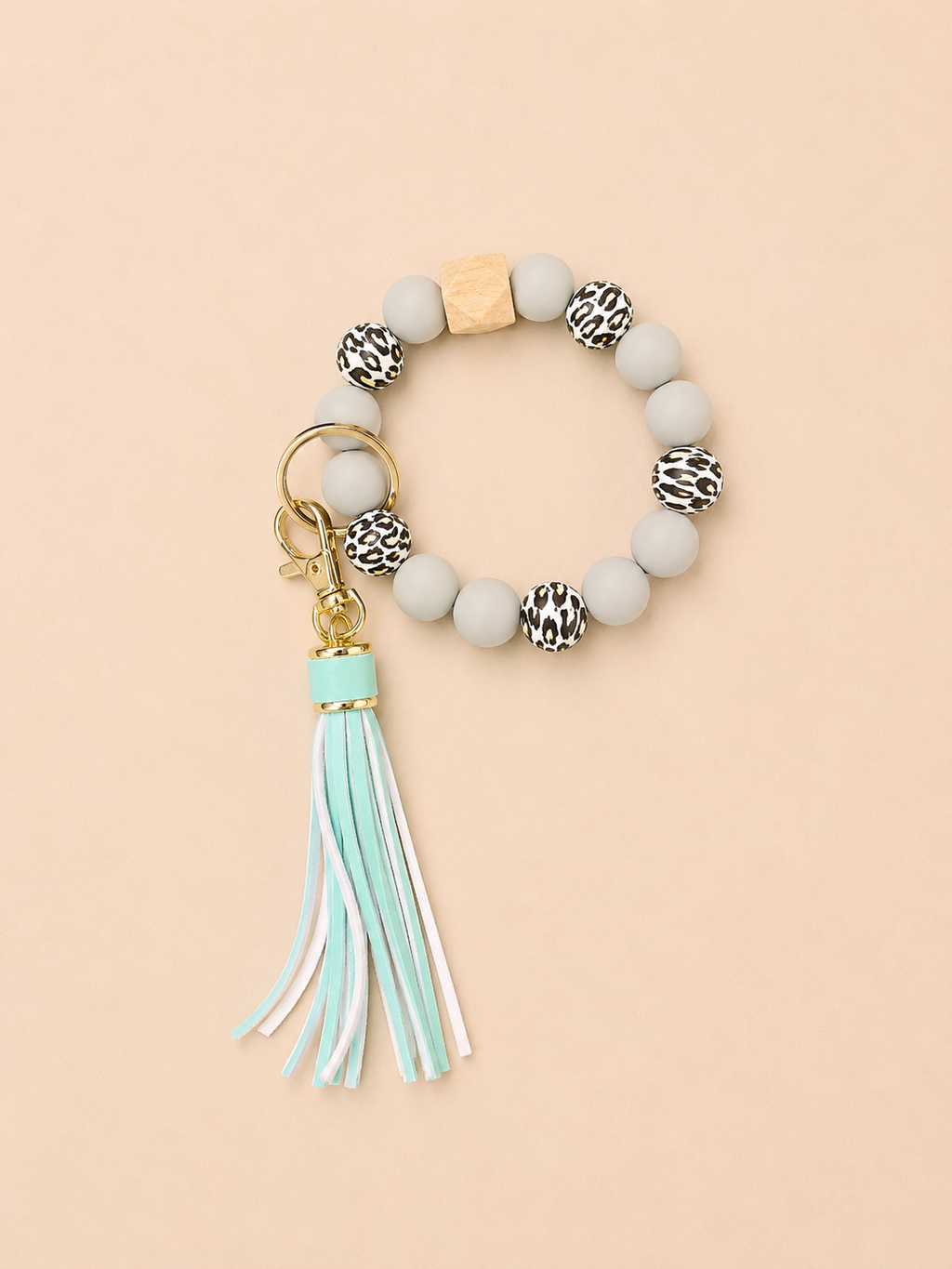 Silicone Beaded Wristlet Keychain with Tassel | Handmade Wristlet Key Ring