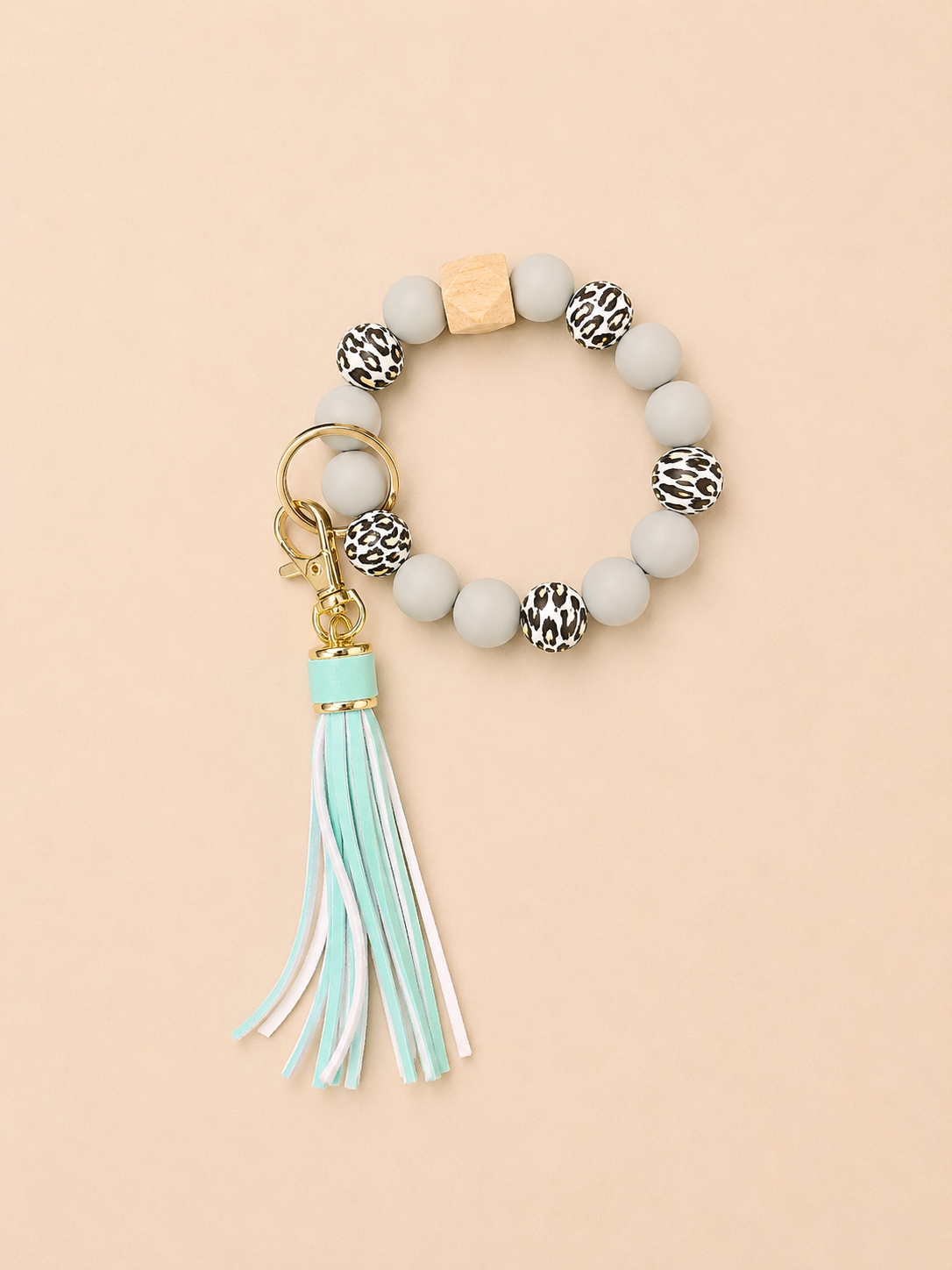 Silicone Beaded Wristlet Keychain with Tassel | Handmade Wristlet Key Ring