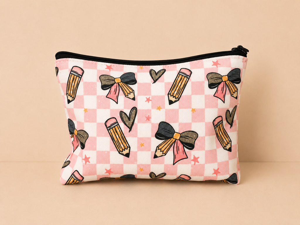 Canvas Zipper Pouch |  Makeup Bag | Pencil Pouch | Cosmetic Travel Bag Toiletry Organizer
