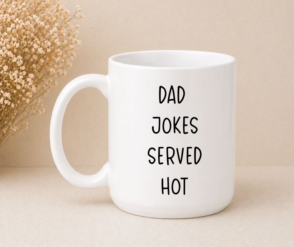 Dad Jokes (Black or White Handle) Coffee Mug | Funny Gift Mug by Coastal Designs SC