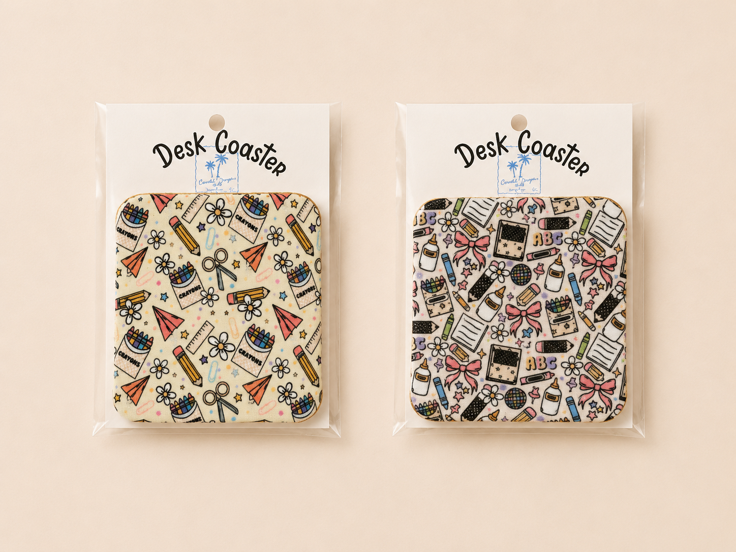 Teacher Coaster Bows (Desk Coaster) Coaster | Desk Coaster Gift by Coastal Designs SC