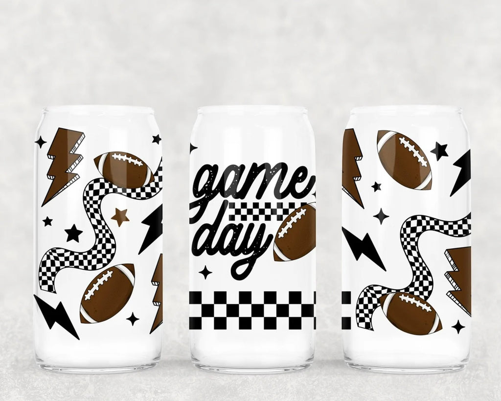 Game Day 16 oz Glass Mason Cup — Iced Coffee Cup