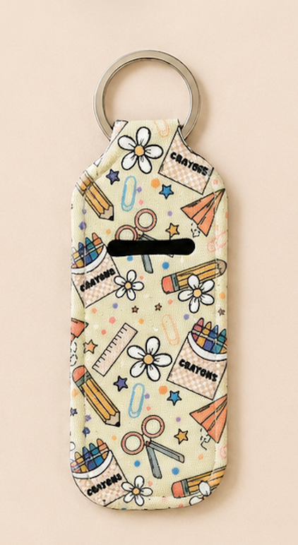 Teacher Supplies Key Ring (Chapstick Holder Style) Tote Bag | Reusa by Coastal Designs SC