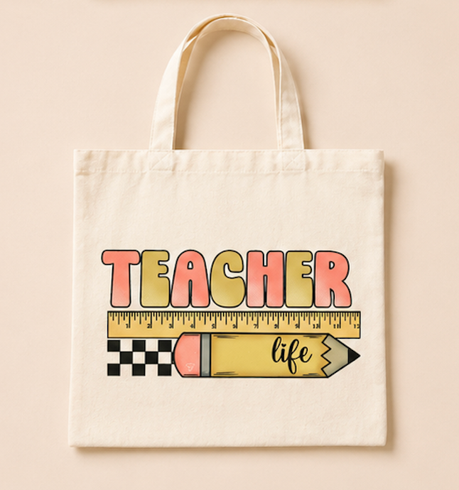 Teacher Life Tote Bag (Canvas Tote) Tote Bag | Reusable Canvas Bag by Coastal Designs SC
