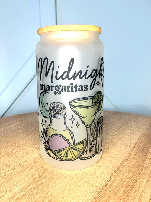 16 oz Glass Mason Cup Midnight Margs Glass Cup | Iced Coffee Cup by Coastal Designs SC
