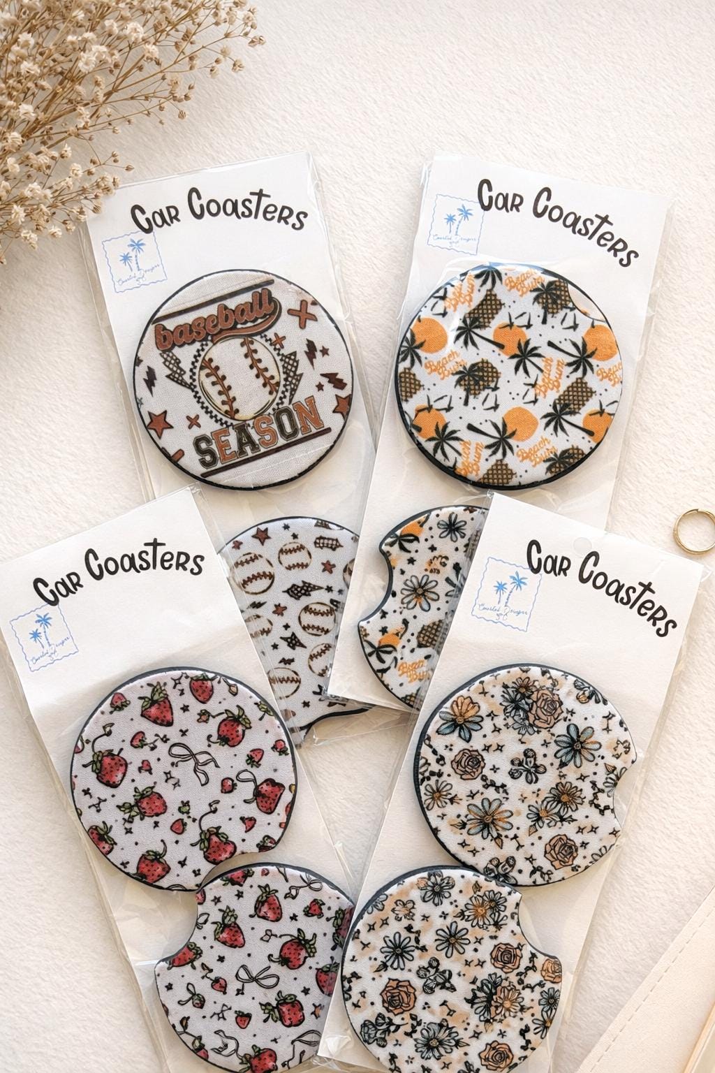 Car Coasters |Set of 2 |Gift | Car Accessories Coaster | Desk Coast by Coastal Designs SC