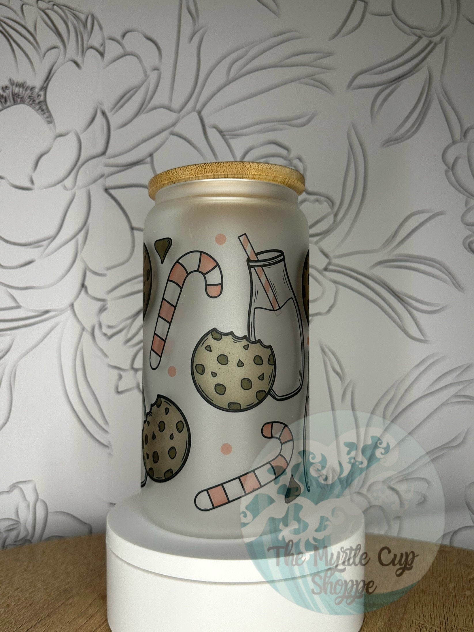 Christmas Cookies 16 oz Glass Mason Cup Glass Cup | Iced Coffee Cup by Coastal Designs SC